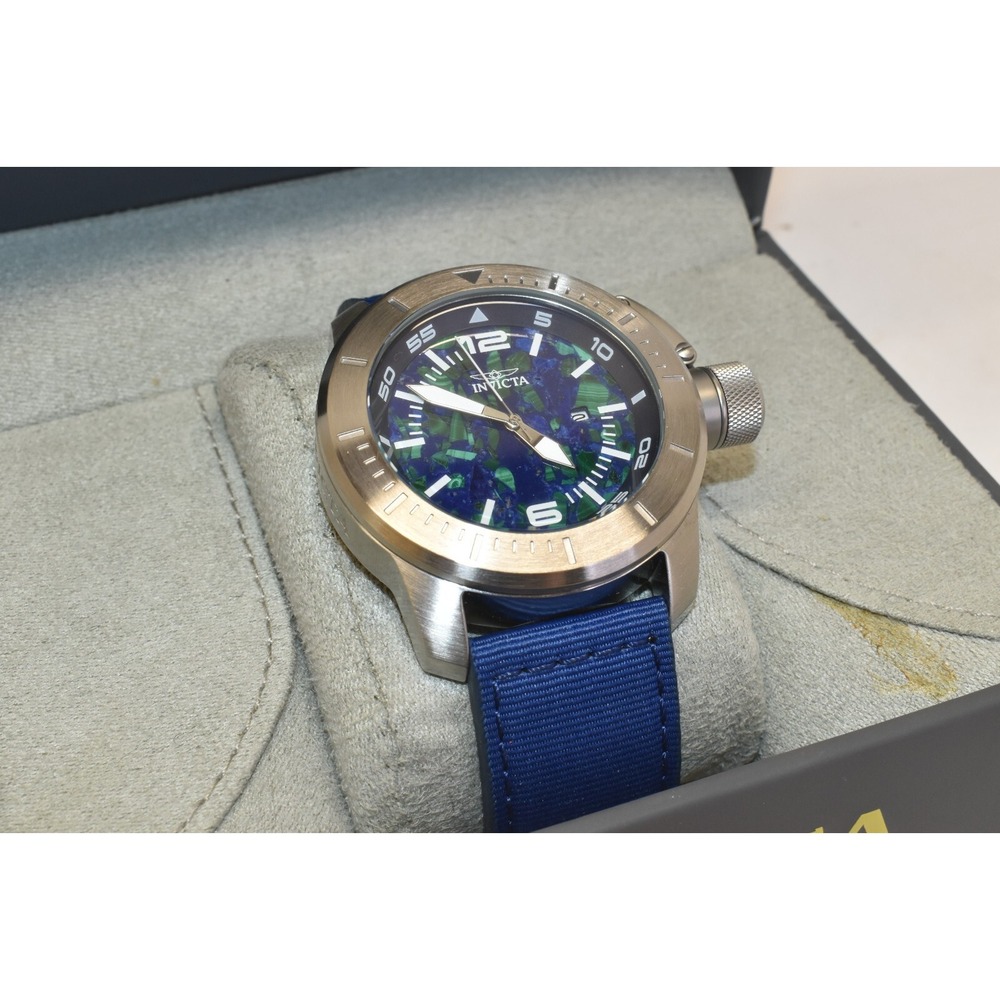 Invicta‎ Corduba Mens Analog Wrist Watch Model 23620 Silver Toned/Blue Vein 50mm